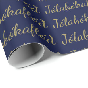 Jólabókaflóð Blue Christmas Book Flood Wrapping Paper