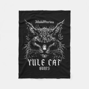 Jólakötturinn Christmas Yule Cat Hunts  Fleece Blanket