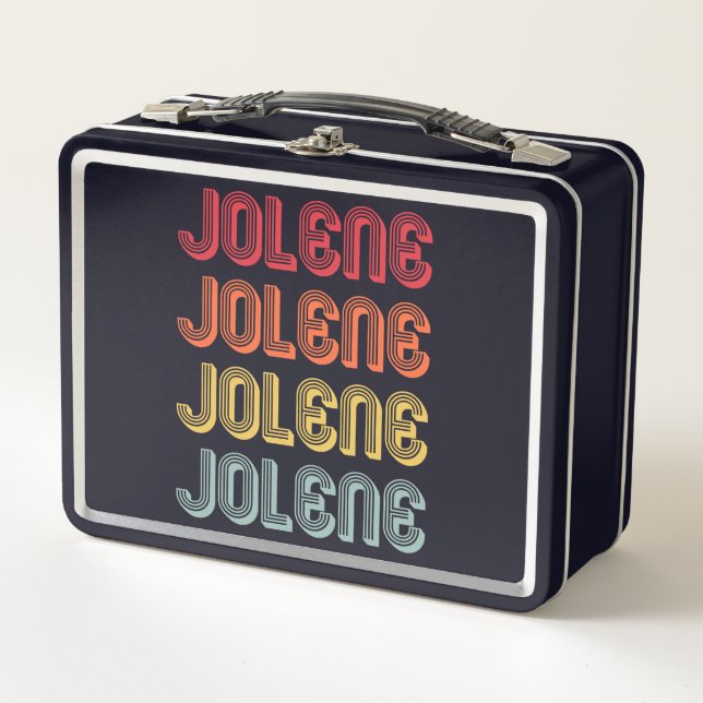 JOLENE Gift Name Personalised Retro Vintage 80s 90 Metal Lunch Box (Front)