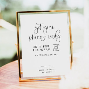 JOLIE Fun Modern Minimal The Gram Wedding Hashtag Poster