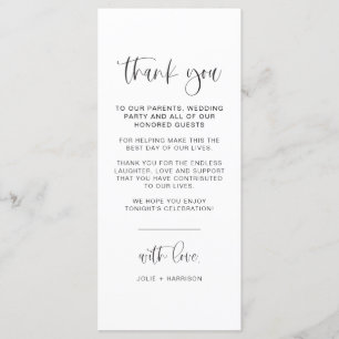 JOLIE Fun Script Minimalist Table Thank You Card