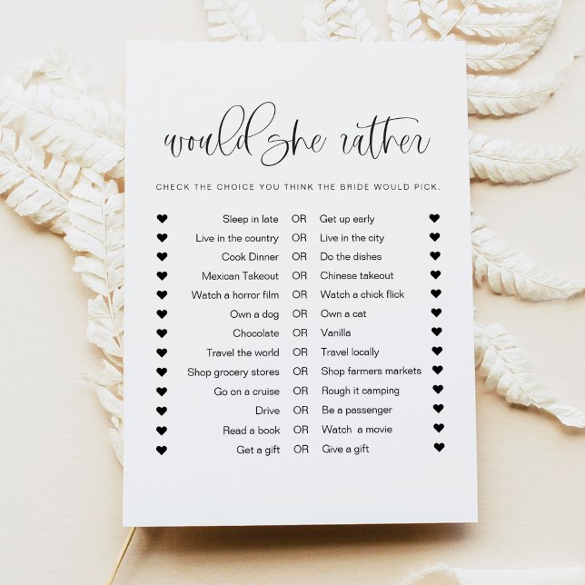 JOLIE Minimal Would She Rather Bridal Shower Game Invitation (Creator Uploaded)