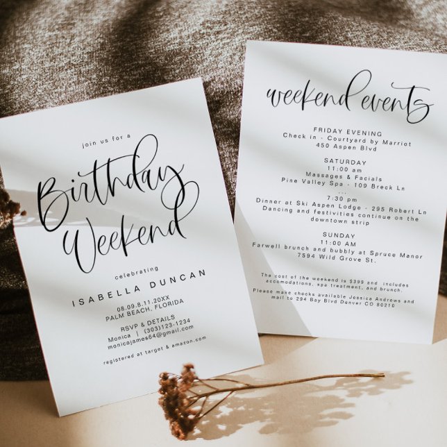 JOLIE Modern Bohemian Birthday Weekend Itinerary Invitation (Creator Uploaded)