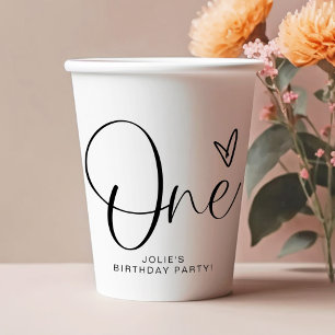 JOLIE Modern Boho One Heart First Birthday Paper Cups