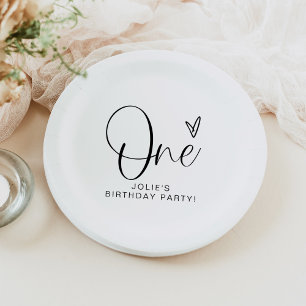 JOLIE Modern Boho One Heart First Birthday Paper Plate