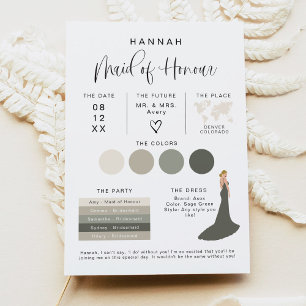 JOLIE Modern EDITABLE Maid of Honour Info Card
