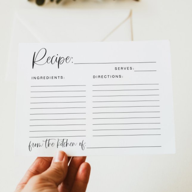 JOLIE Modern Minimalist Bridal Shower Recipe Card (Creator Uploaded)