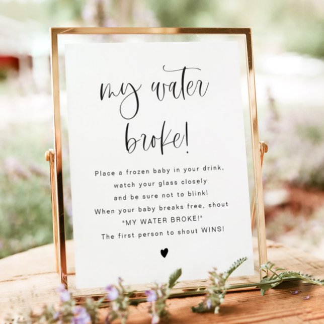 JOLIE Modern My Water Broke Baby Shower Game Sign (Creator Uploaded)