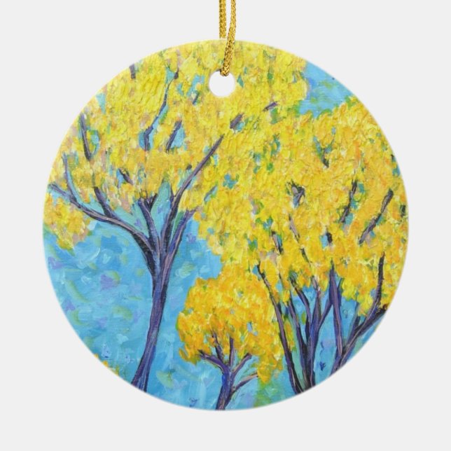 Jolie's yellow Tree Ceramic Tree Decoration (Front)