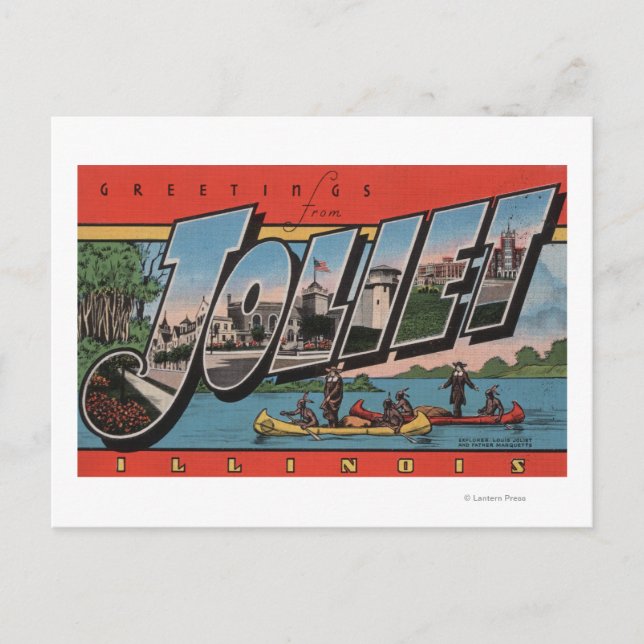 Joliet, Illinois - Large Letter Scenes Postcard (Front)