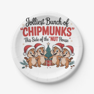 Jolliest Bunch of Chipmunks Funny Rodents Xmas Paper Plate