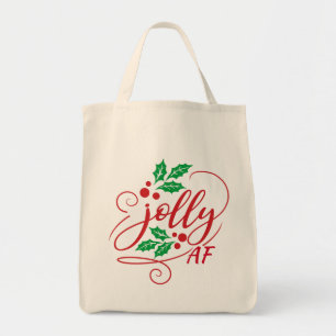 Jolly AF Christmas Holly Sarcastic Humour Tote Bag