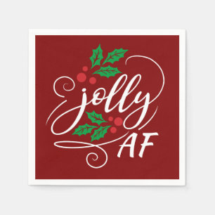 Jolly AF Christmas Party Cocktail Drinking Humor Napkin