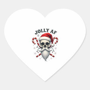 Jolly Af Christmas Skull Santa Hat Happy Xmas Holi Heart Sticker
