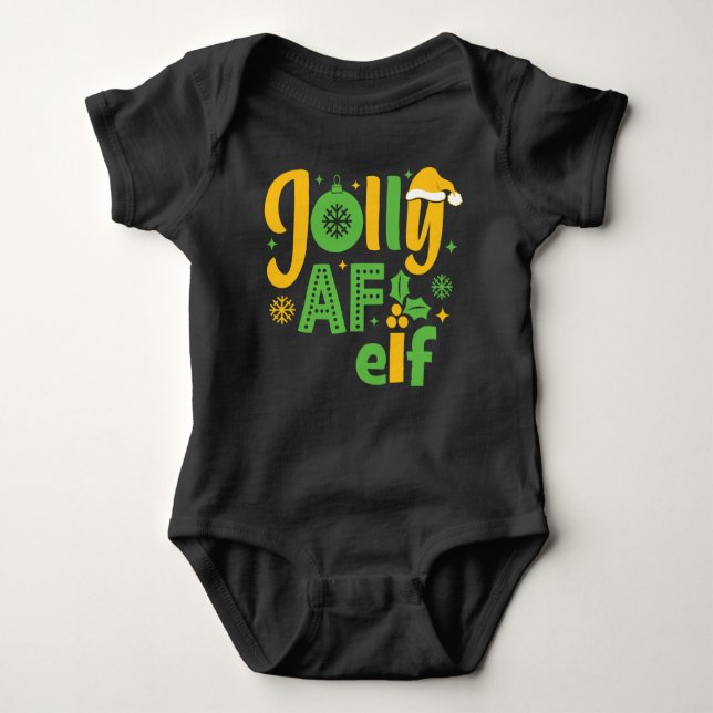 Jolly AF Elf  Baby Bodysuit (Front)