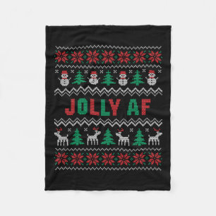 Jolly Af Funny Christmas Fleece Blanket