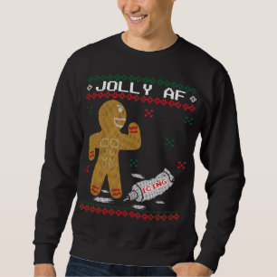 Jolly AF Gingerbread Man Body Builder Ugly Christm Sweatshirt