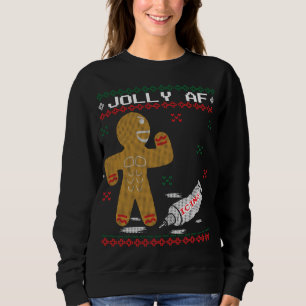 Jolly AF Gingerbread Man Body Builder Ugly Christm Sweatshirt