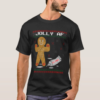Jolly Af Gingerbread Man Body Builder Ugly Christm T-Shirt