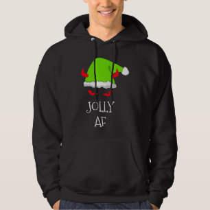 Jolly AF Santa Hat Evil Eyes Christmas Funny Sarca Hoodie