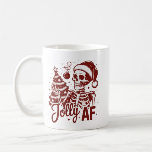 Jolly Af Skeleton Snarky Christmas Sarcastic Funny Coffee Mug
