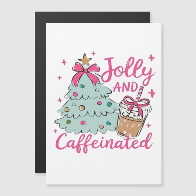 Jolly and Caffeinated Magnetic Invitation (Front/Back)