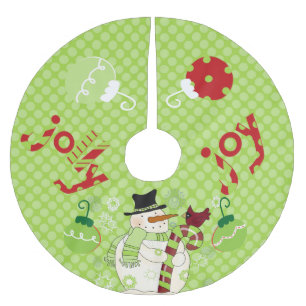 Jolly and Joy Snowman Holiday Tree Skirt