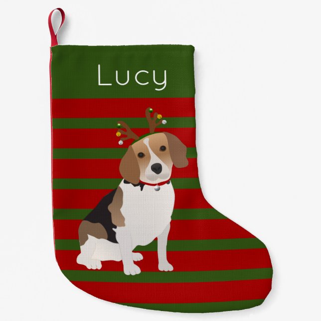 Jolly Beagle Personalised Small Christmas Stocking (Front)