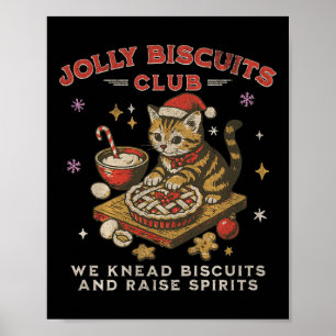 Jolly Biscuits Club _ Vintage Christmas Cat Baker  Poster