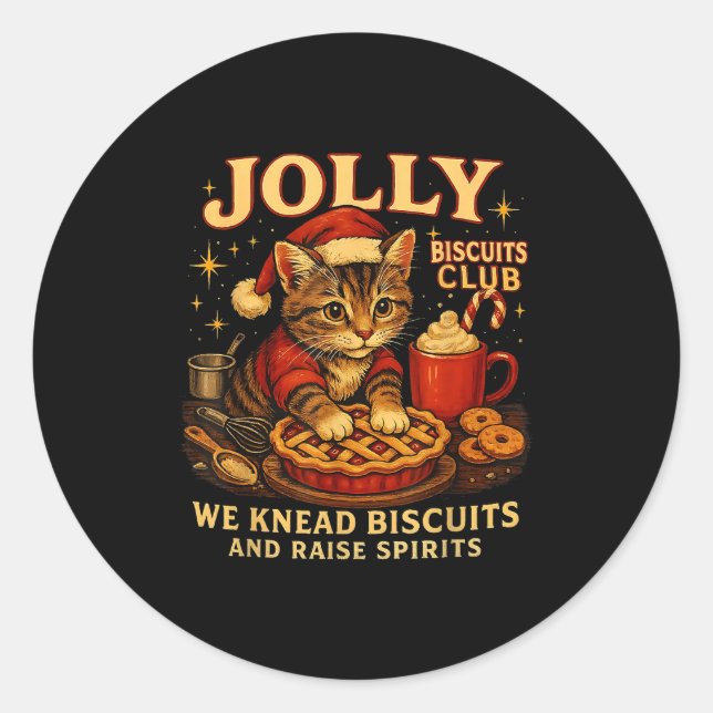 Jolly Biscuits Club We Knead Cat Xmas  Classic Round Sticker (Front)