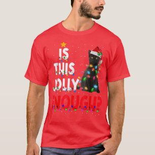 Jolly Black Cat Owner Xmas Tree Joke Humour Funny T-Shirt