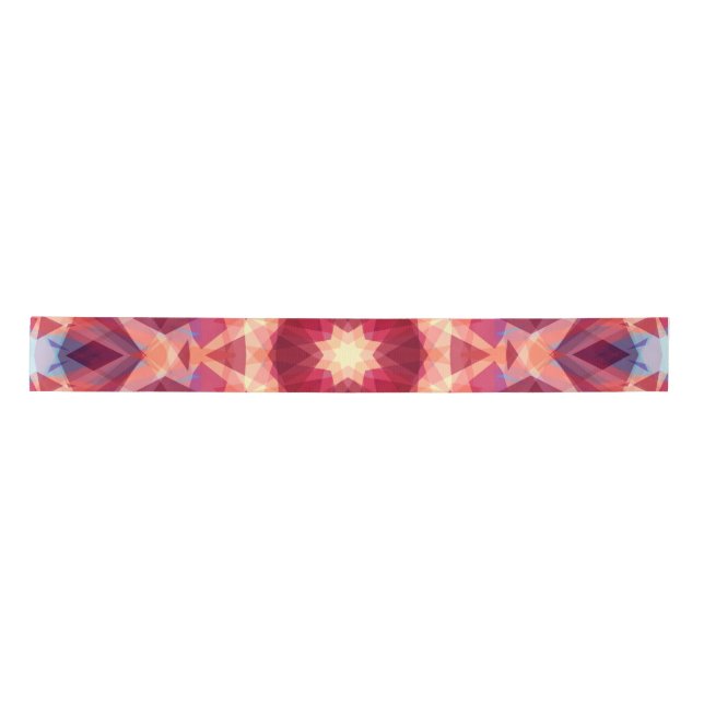 Jolly Bright Red Golden Christmas Star Decorative  Satin Ribbon (Front)
