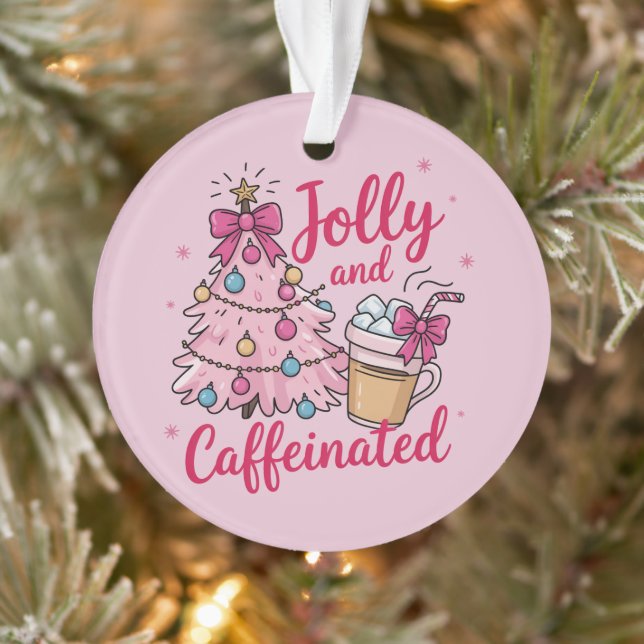 Jolly & Caffeinated Cofee Christmas Retro Trendy  Ornament (Tree)