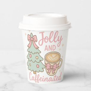 Jolly & Caffeinated Coquette Christmas Latte Mug Paper Cups