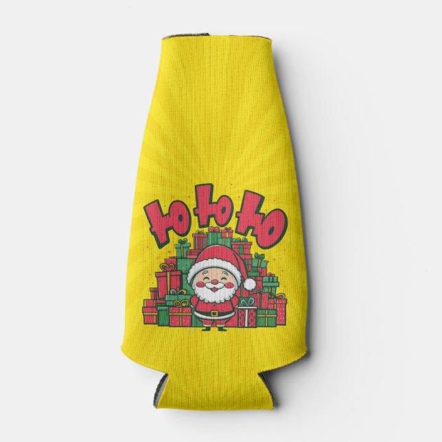 Jolly Cartoon Santa Christmas-67748 Bottle Cooler (Front)