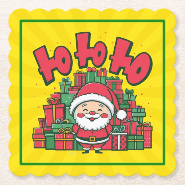 Jolly Cartoon Santa Christmas-67748 Paper Coaster (Front)
