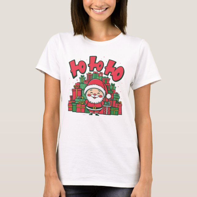 Jolly Cartoon Santa Christmas-67748 T-Shirt (Front)