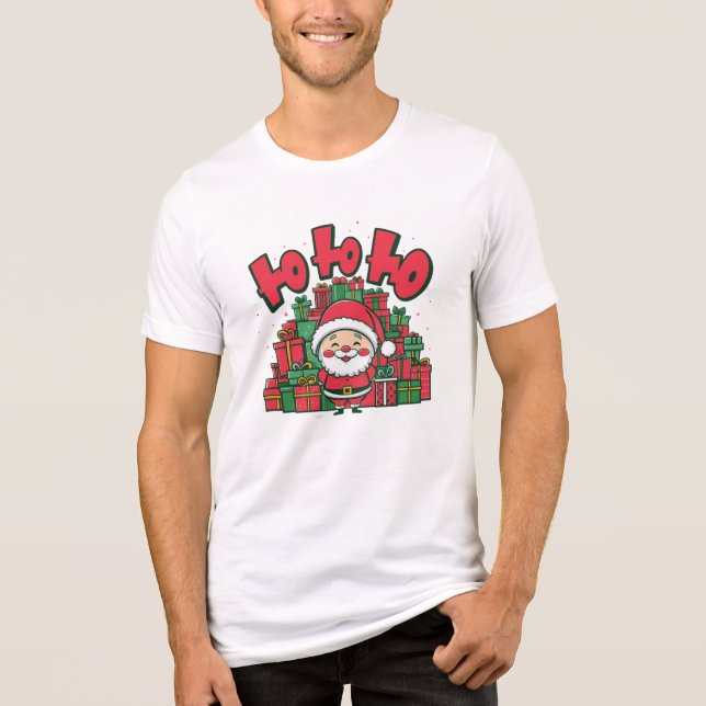 Jolly Cartoon Santa Christmas-67748 Tri-Blend Shirt (Front)