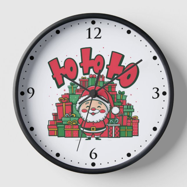 Jolly Cartoon Santa Christmas Clock (Front)