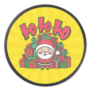 Jolly Cartoon Santa Christmas Hockey Puck