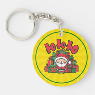 Jolly Cartoon Santa Christmas Key Ring