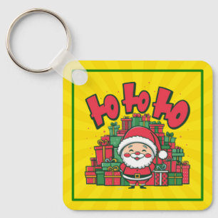 Jolly Cartoon Santa Christmas Key Ring