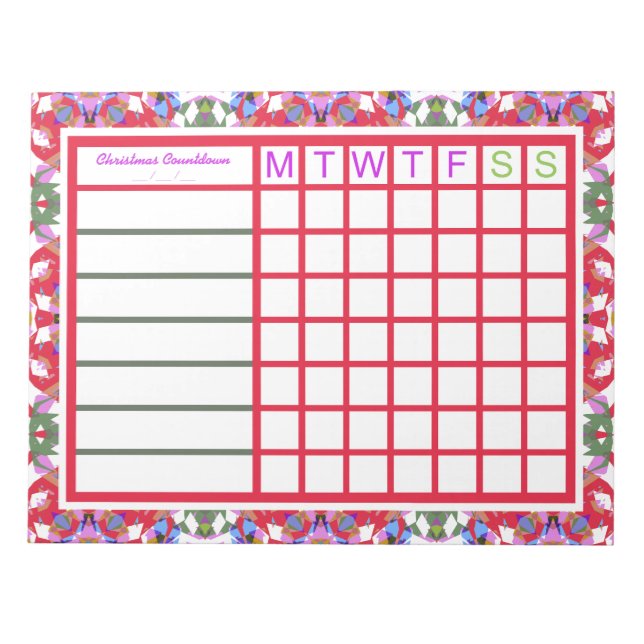 Jolly Cheerful Christmas Weekly Reminder Planner Notepad (Front)