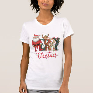 Jolly Christmas Character Lettering   Santa & Rein T-Shirt