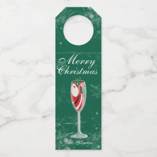 Jolly Christmas Cheers with Santa Champagne winter Bottle Tag