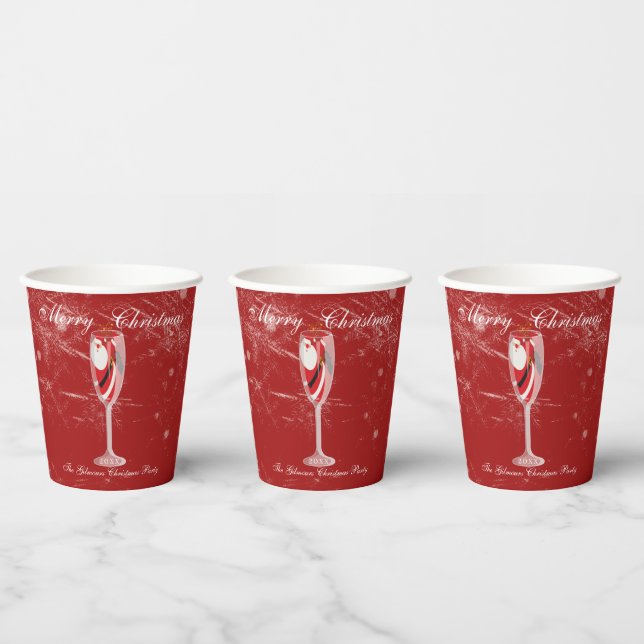 Jolly Christmas Cheers with Santa Champagne winter Paper Cups (Multi)