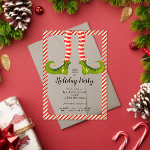 Jolly Christmas Elf Legs Holiday Acrylic Invitations