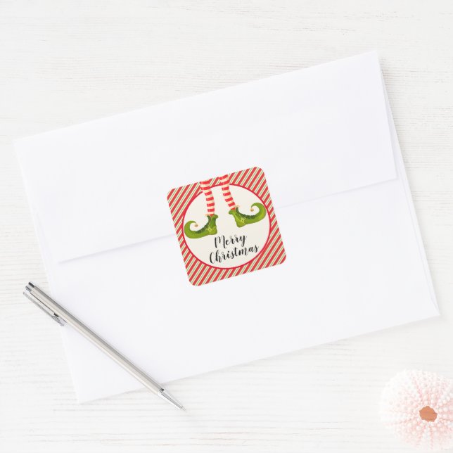 Jolly Christmas Elf Legs Stripes Envelope Seals (Envelope)