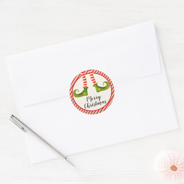 Jolly Christmas Elf Legs Stripes Envelope Seals (Envelope)