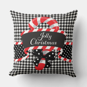 Jolly Christmas /Penguin Black Plaid Pillow